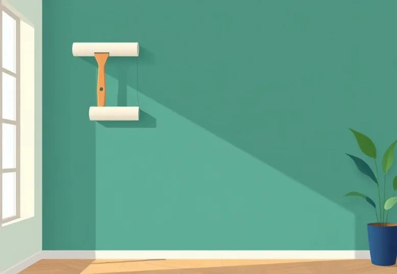Pose de papier peint, rouleau et brosse à maroufler